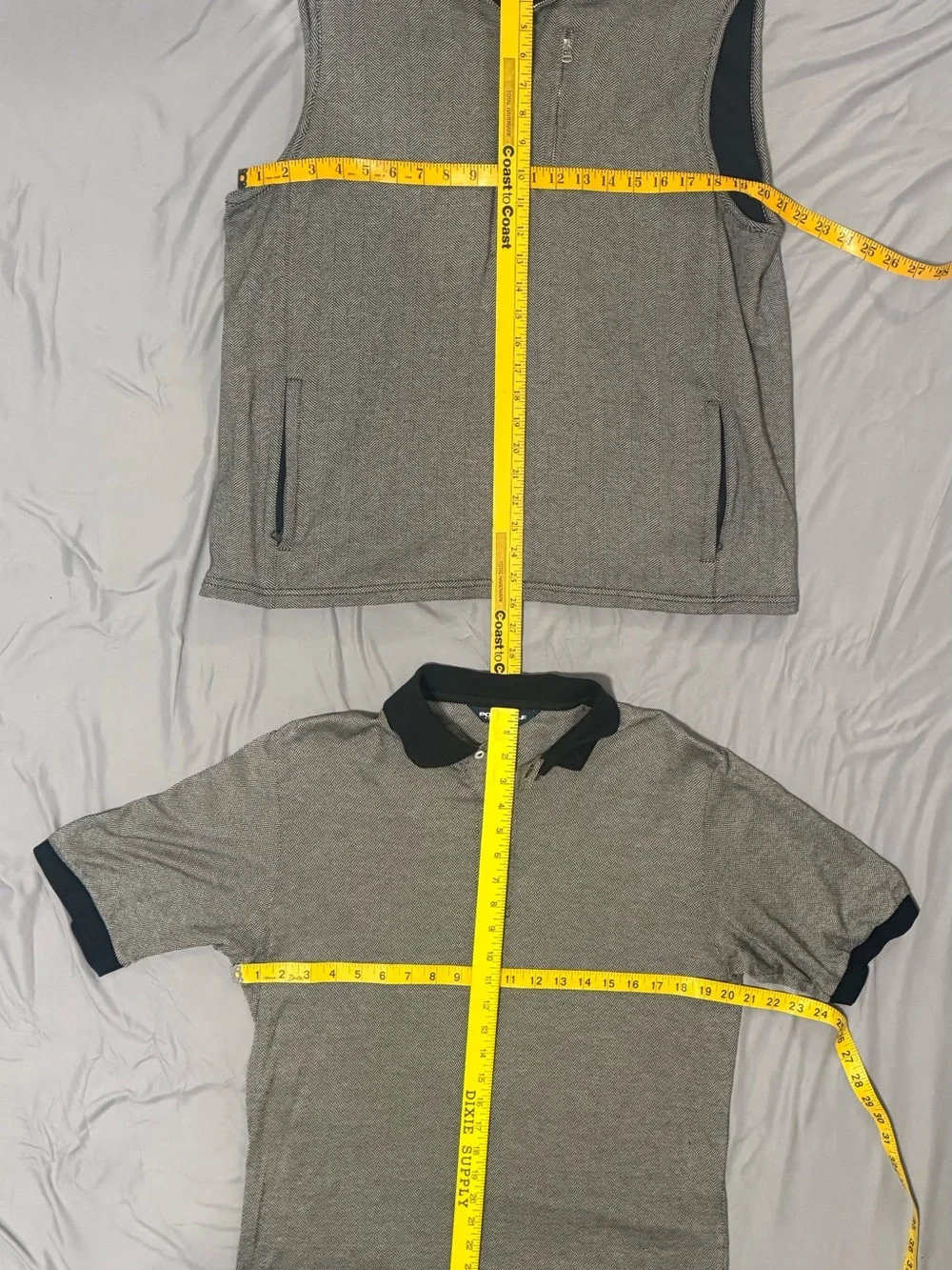 Vintage Polo Golf Herringbone Gray Lg 1/2 Zip Vest & Med Polo Shirt Lot